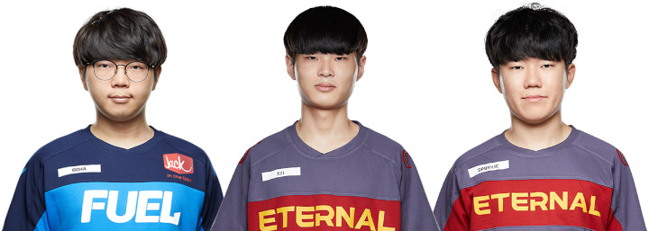 Kim 'Doha' Dong-Ha (Left), Jung 'Xzi' Ki-hyo (Middle) and Kim 'SP9RK1E' Yeong-han (Right)