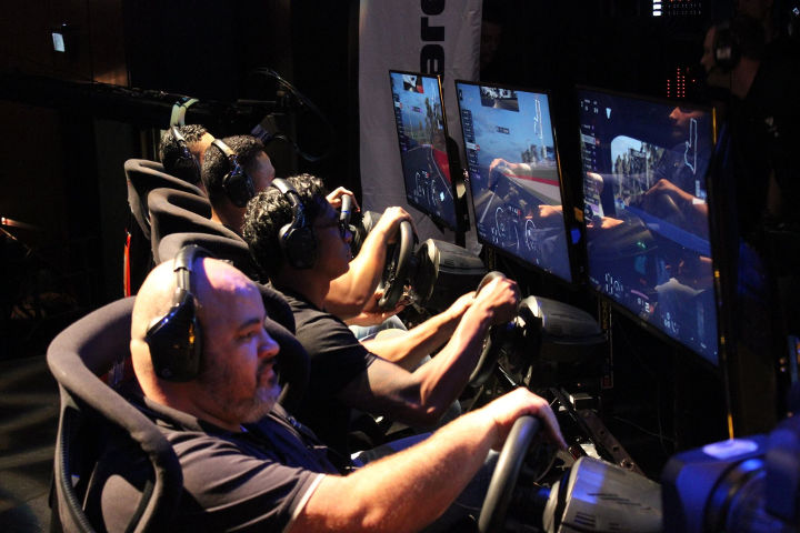 Four of the players in the opening exhibition match