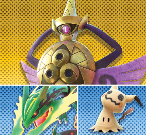 Battle Pokémon Aegislash & Support Pokémon Mega Rayquaza and Mimikyu